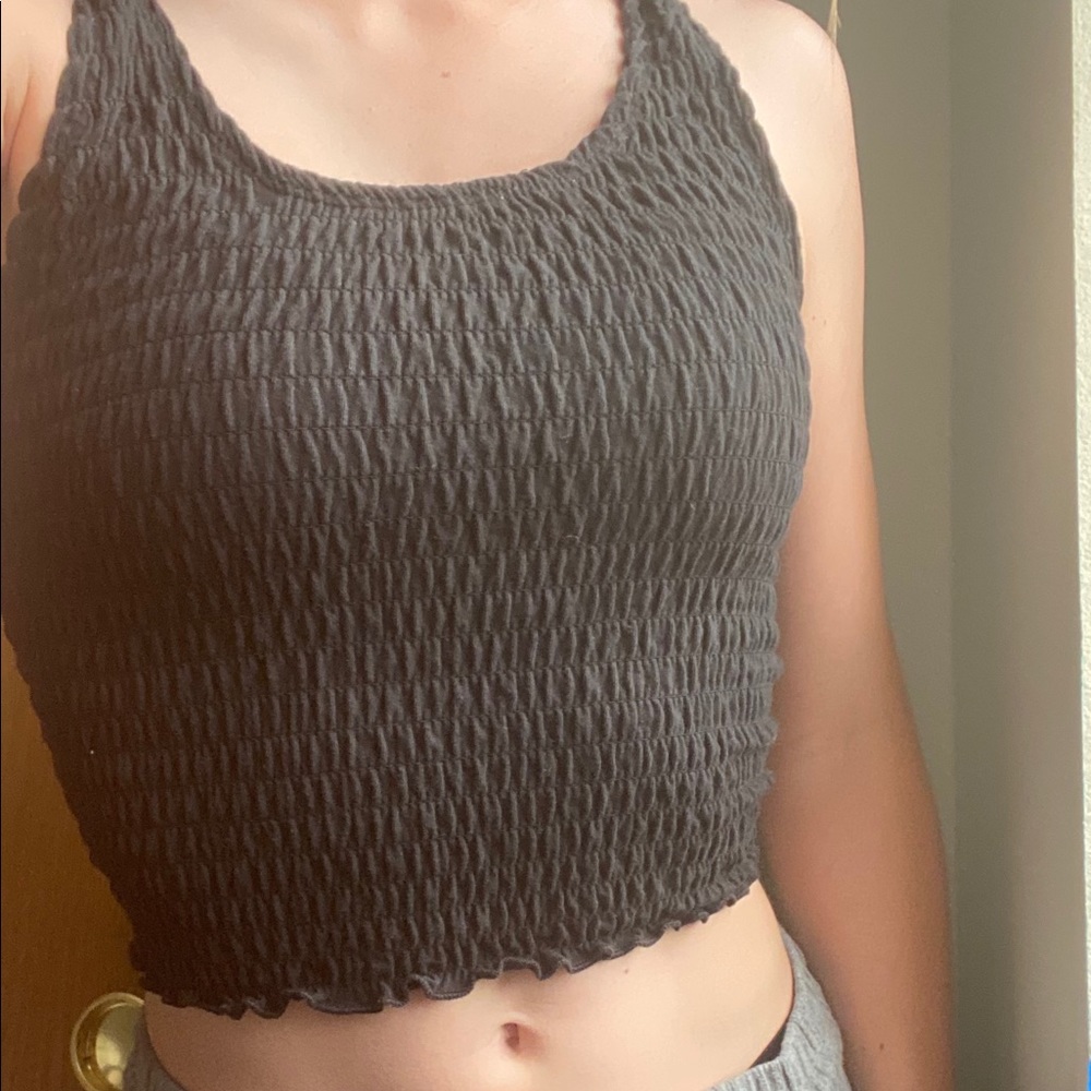 Black ruffle tank